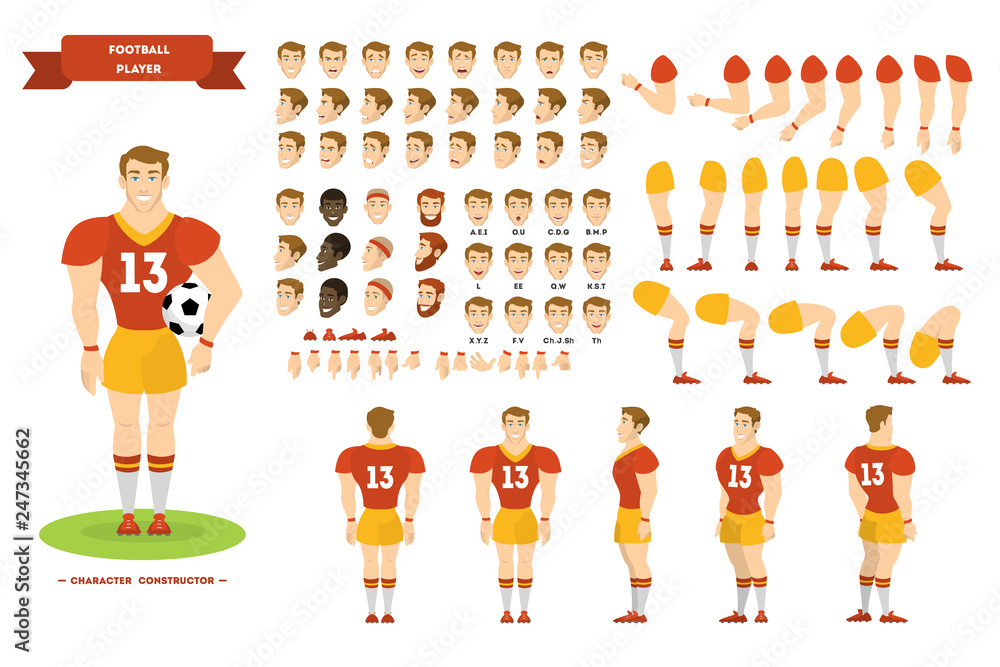 Fototapeta premium Football player character set for the animation