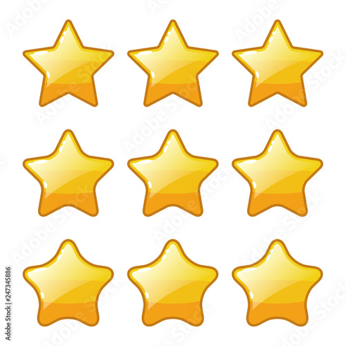 Set of golden star shape for game ranking  vector template