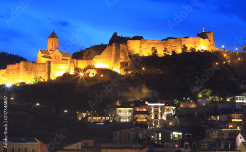 Obraz na płótnie View of old town and ancient fortress Narikala of Tbilisi, Georgia. w salonie