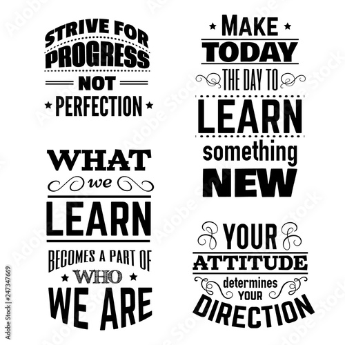 Collection of quote typographical background about school and education made in vintage style. Vector template for card, banner, poster, t-shirt, sweatshirt, bag.