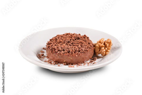 Chocolate pie isolated on white background