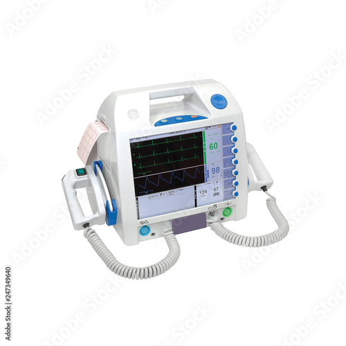 Automatic Defiblator, isolated on white background. Medical Equipment