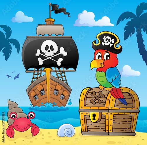 Pirate parrot on treasure chest topic 4