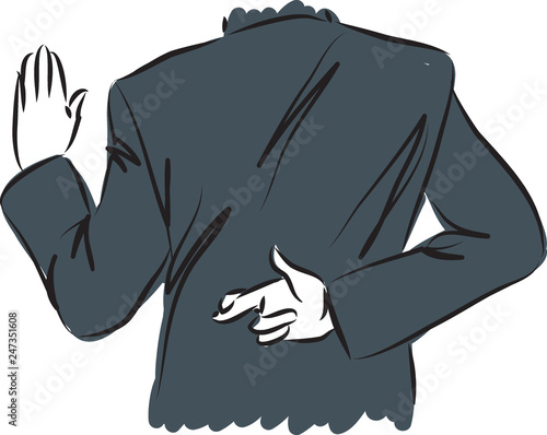 businessman swearing and crossing fingers concept illustration