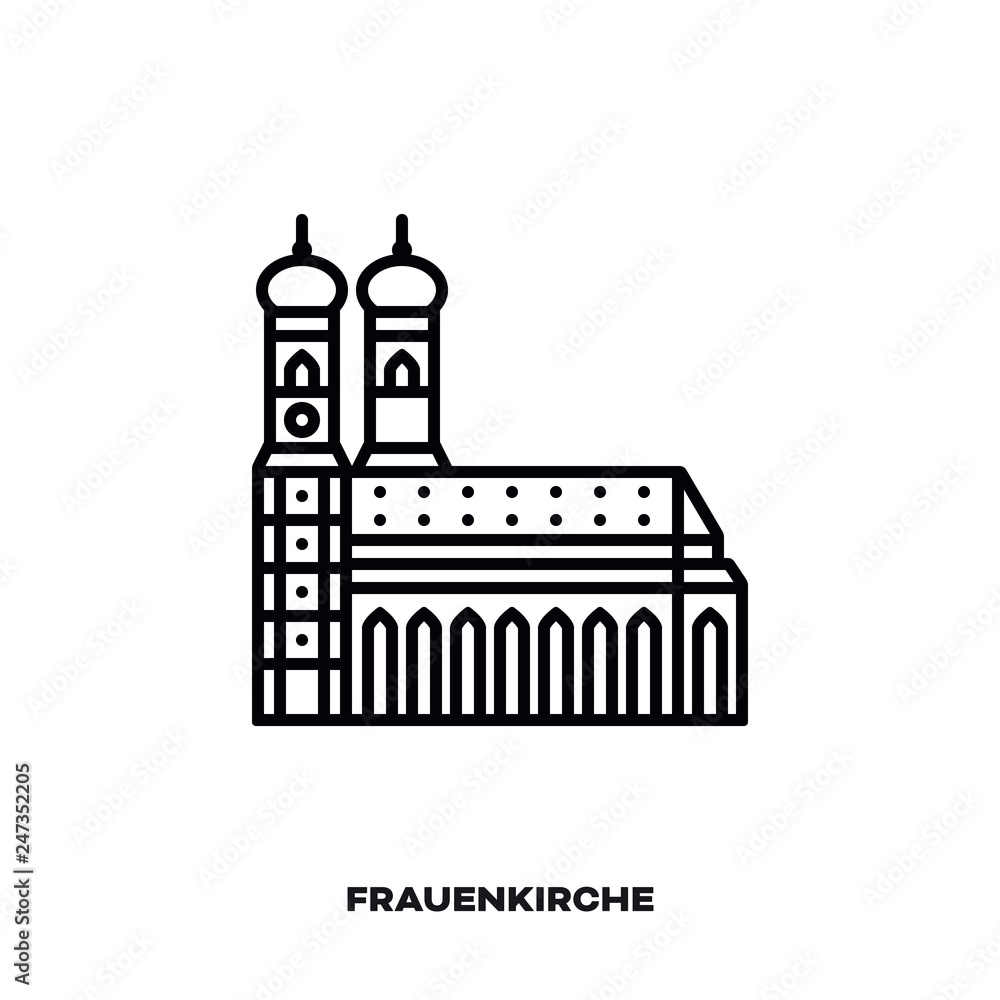 Fototapeta premium Munich Frauenkirche, Bavaria, Germany vector line icon.
