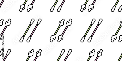 Seamless pattern with Ear sticks. isolated on white background