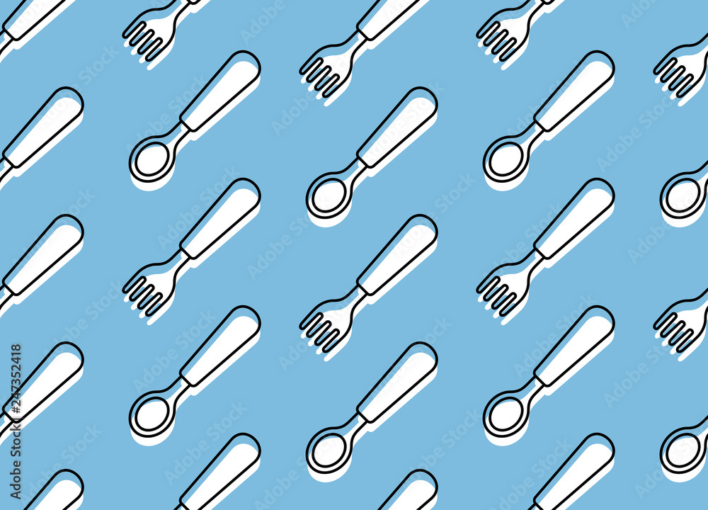 Seamless pattern with spoon and fork Seamless pattern with spoon and fork