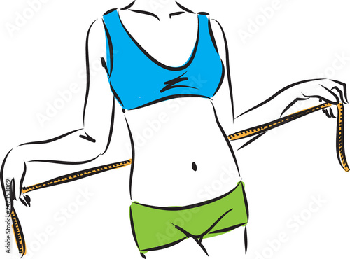 woman measuring loosing weight illustration