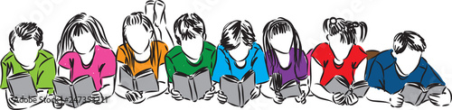 children reading books illustration (2)