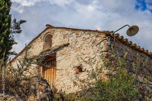 old byzantine chapel on the medieval graveyard near Kardamyli, Messenia photo