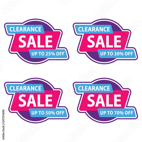 Sticker Template Sale Special Promotion Clearance Special Offer up to 25   30   50   70  Vector illustration - Vector