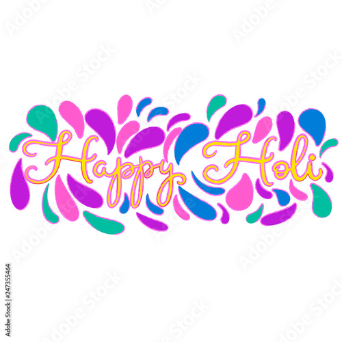 ettering illustration for Happy holi festival