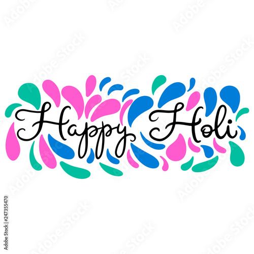 ettering illustration for Happy holi festival