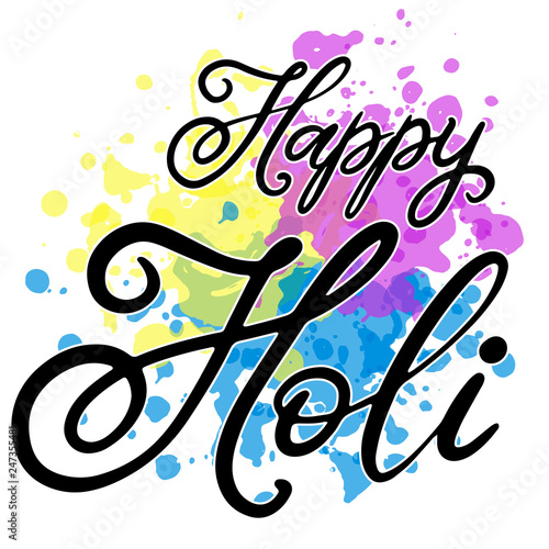 ettering illustration for Happy holi festival