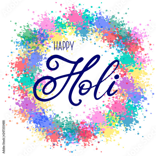 ettering illustration for Happy holi festival