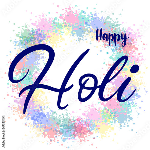ettering illustration for Happy holi festival
