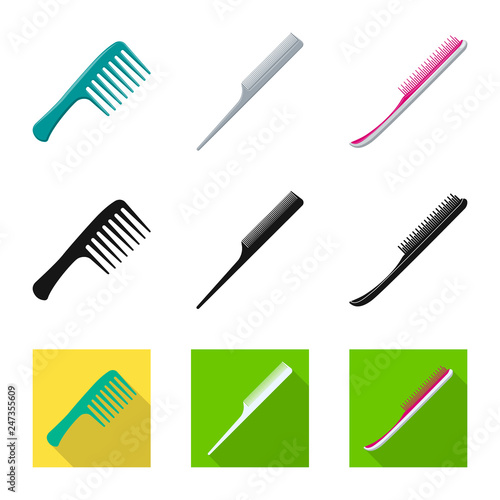 Vector design of brush and hair logo. Set of brush and hairbrush stock symbol for web.
