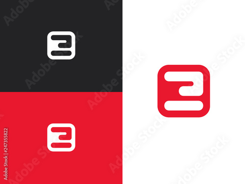 Stylized number three logo, vector sign number 3