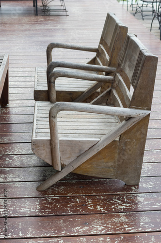 Wooden seat chair at outdoor.