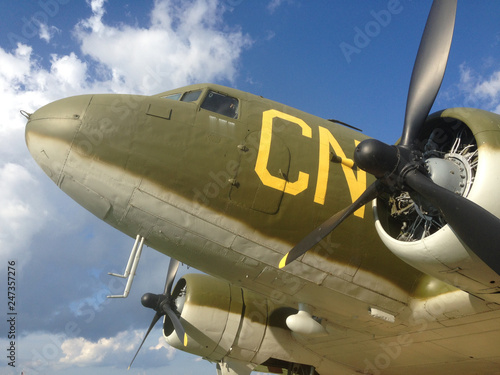 Canvas Print Various versions and parts of the Douglas C-47 Skytrain or Dakota is a military transport aircraft developed from the civilian Douglas DC-3 airliner