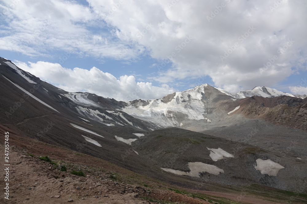 Glaciers and mountains in Terskey Alatau. Kyrgyzstan