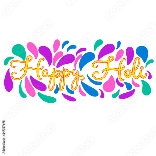 ettering illustration for Happy holi festival