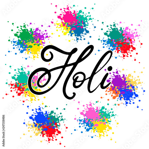ettering illustration for Happy holi festival