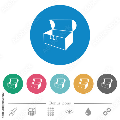 Empty open coffer flat round icons