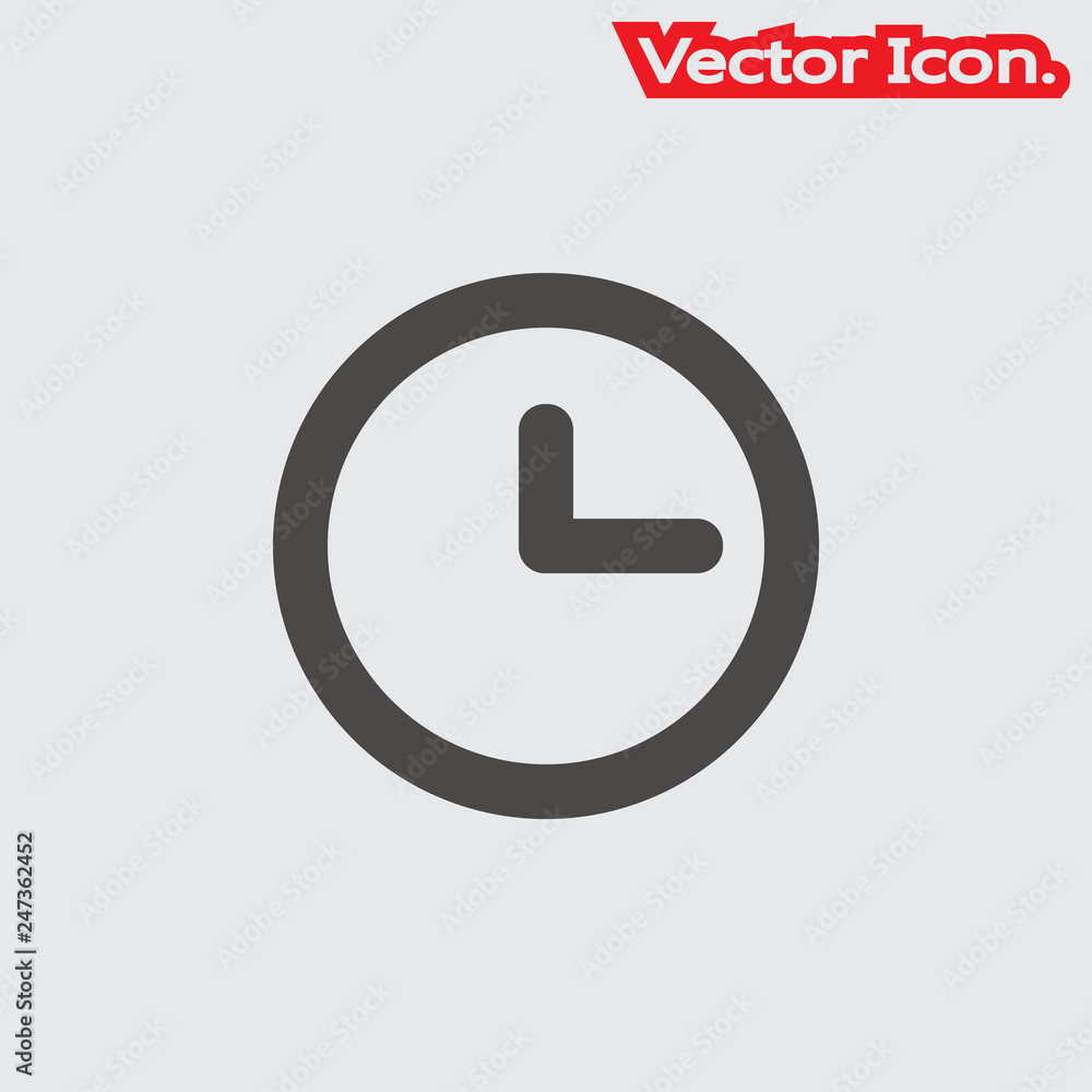 Clock icon isolated sign symbol and flat style for app, web and digital design. Vector illustration. Clock icon isolated sign symbol and flat style for app, web and digital design. Vector illustration.