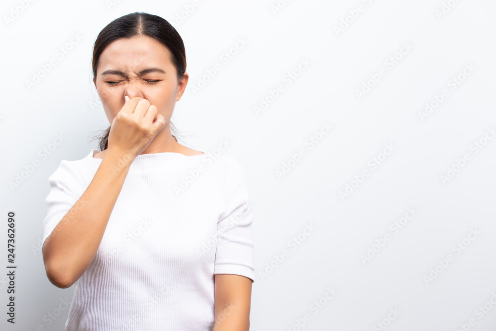 Sick woman isolated over white background Sick woman isolated over white background