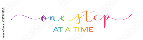ONE STEP AT A TIME brush calligraphy banner