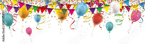 Party Banner mit Girlanden, Luftballons und Konfetti