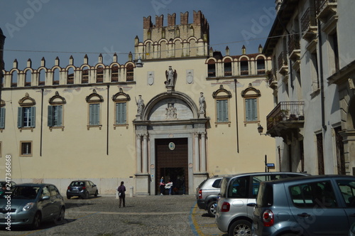 Entrance To The Diocesan Palace At Piazza Del Vescovado Square In Verona. Travel, holidays, architecture. March 30, 2015. Verona, Veneto region, Italy.