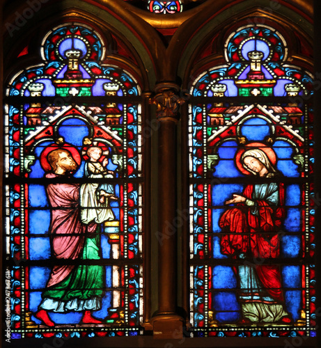 Stained glass window in La Sainte-Chapelle in Paris  France