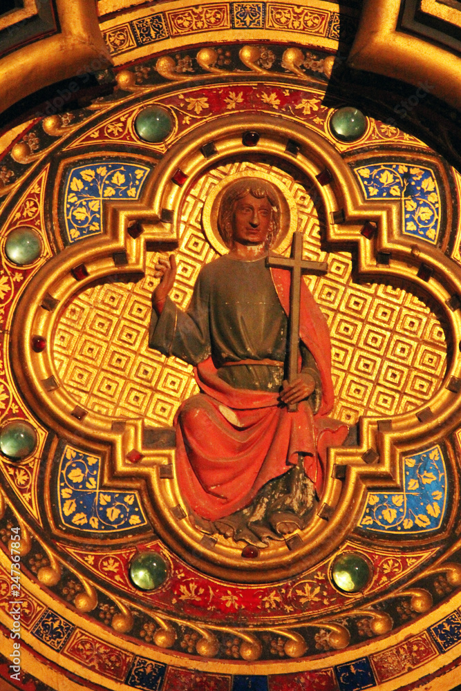 Icon on the wall of lower level of royal palatine chapel, Sainte-Chapelle, Paris,
