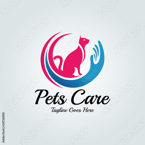 Pets care logo design template. Vector illustration