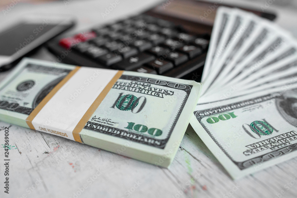 Fototapeta premium pack of 100 dollar notes