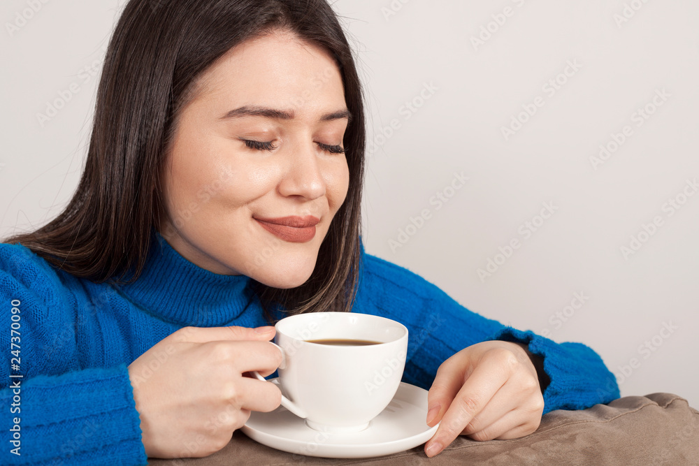 beautiful young woman drink coffee beautiful young woman drink coffee