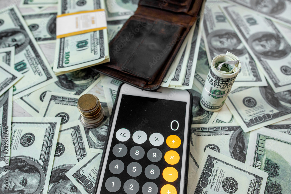 Fototapeta premium Hundreds of notes on the table