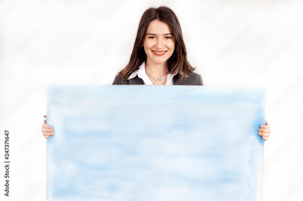 business woman portrait and billboard 