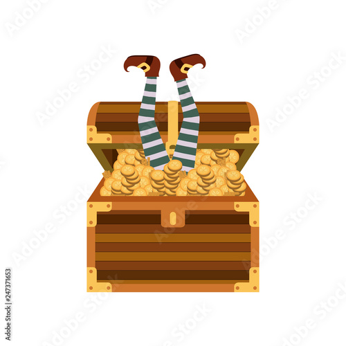 chest with coins isolated icon