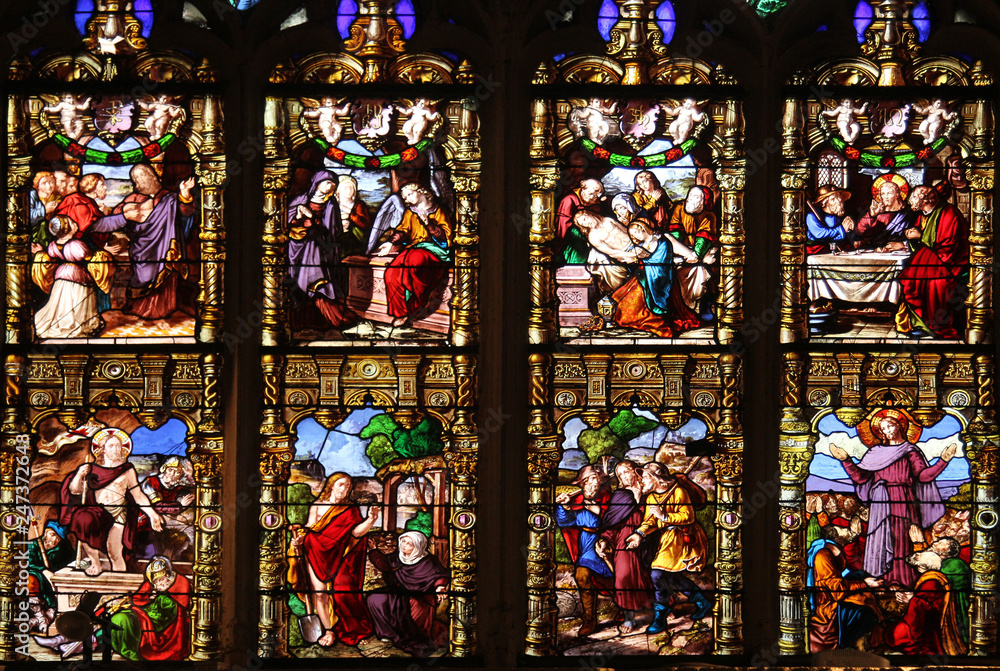 Passion and Resurrection of Christ, stained glass, Church of St. Gervais and St. Protais, Paris