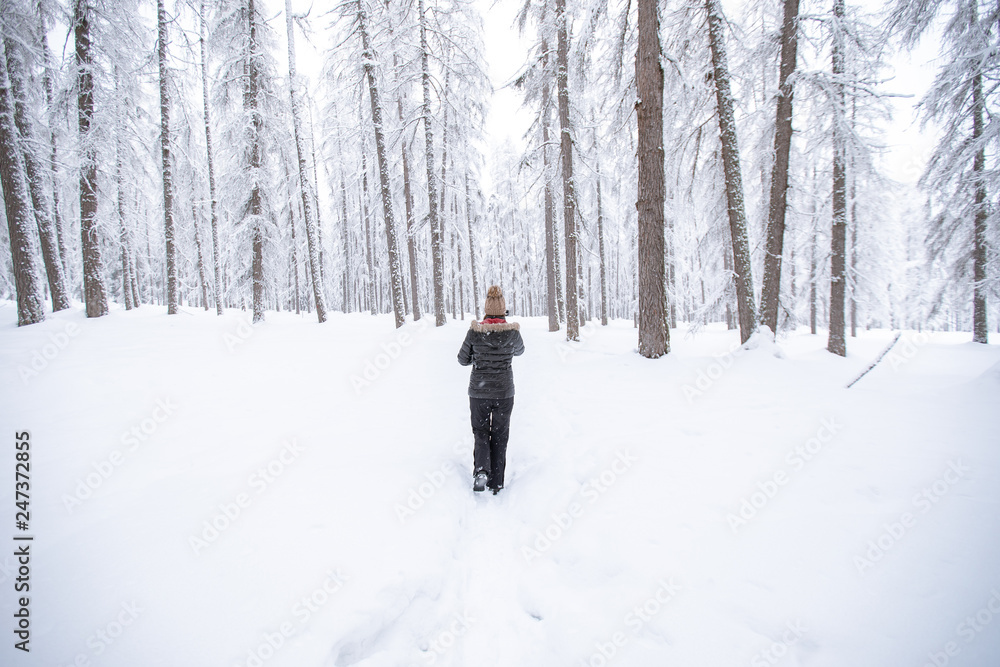 Person wandert im Schnee