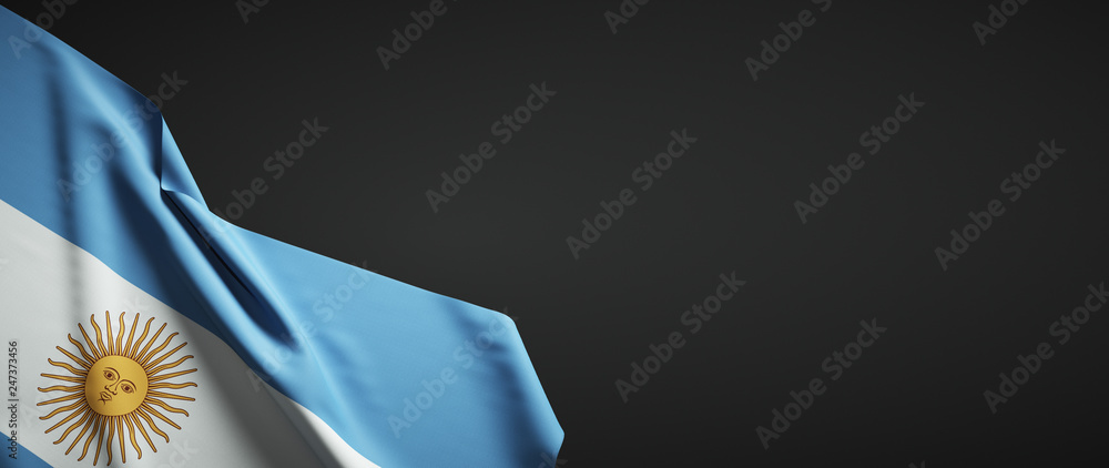 Bandera Argentina de tela sobre fondo oscuro ilustración de Stock | Adobe  Stock