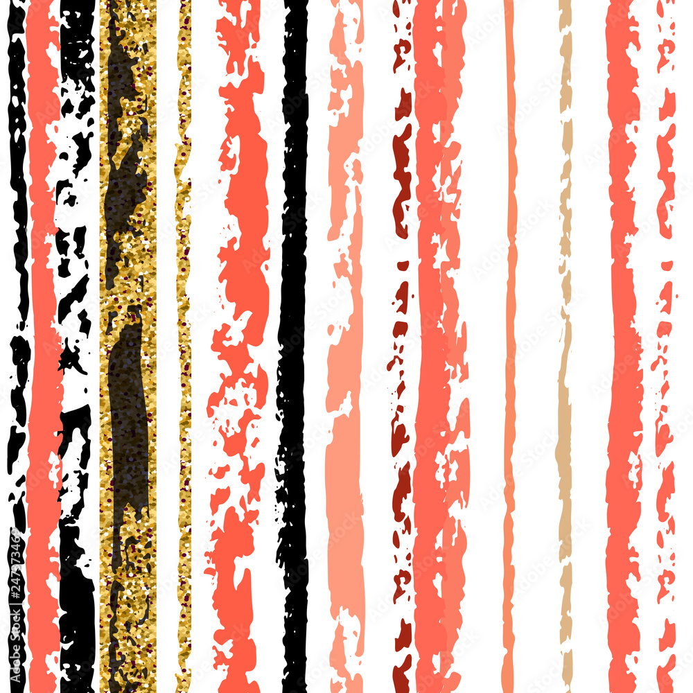 Fototapeta premium Texture pattern pencil hand drawn coral and gold trendy colors