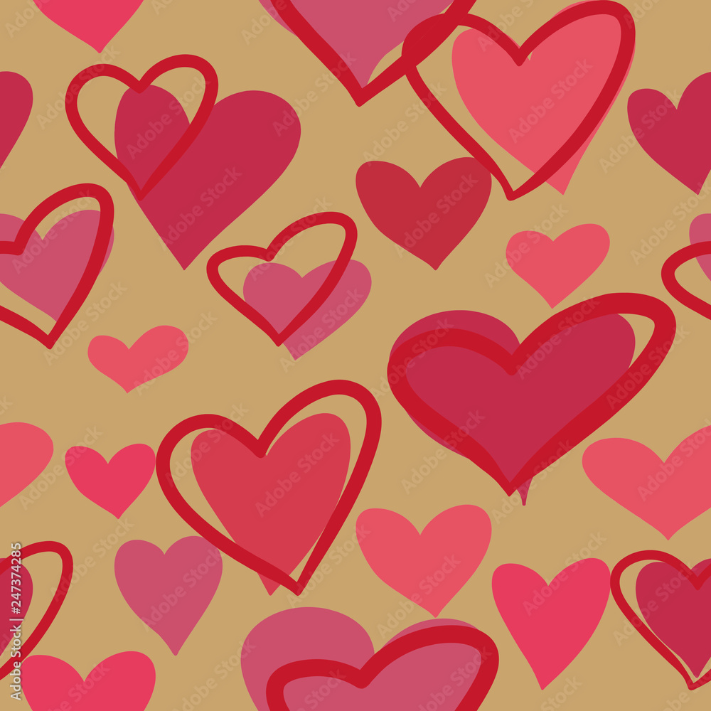 Beautiful seamless background with multicolored hearts