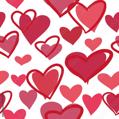 Beautiful seamless pattern with multicolored hearts on a white background