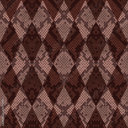 Snakeskin Reptile Geometric Seamless Pattern. Vector Background © kronalux