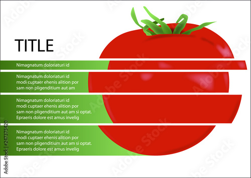 Mise en page d’une tomate coupée afin d'illustrer un propos éditorial sur les propriétés gustatives de la tomate.