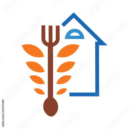 restaurant logo, or bakery logo spoon and fork, wheat